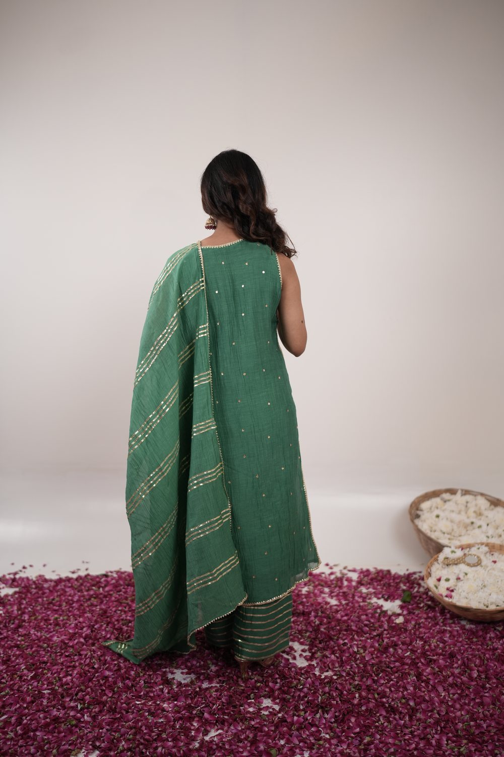 Resham Royal Green suit set — back view